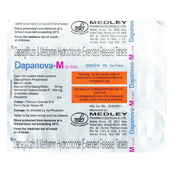 Dapanova M 10mg/500mg Tablet